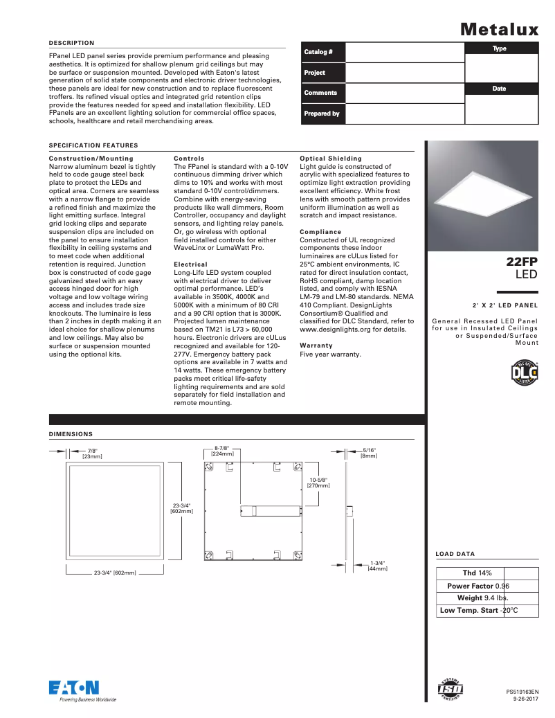 Page 1 de la notice Manuel utilisateur Metalux FPSUS2