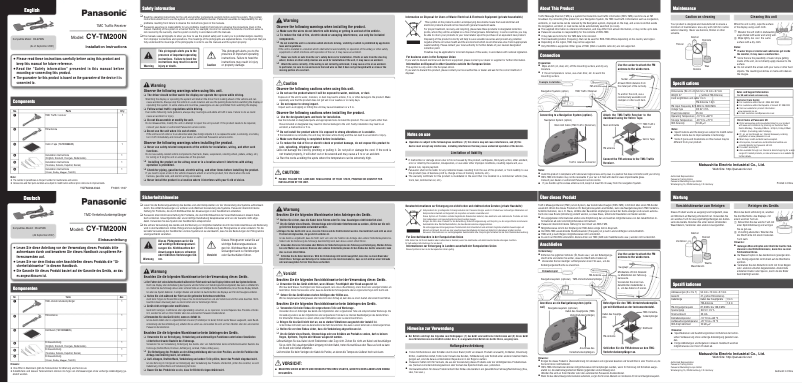 Page 1 de la notice Manuel utilisateur Panasonic CY-TM200N