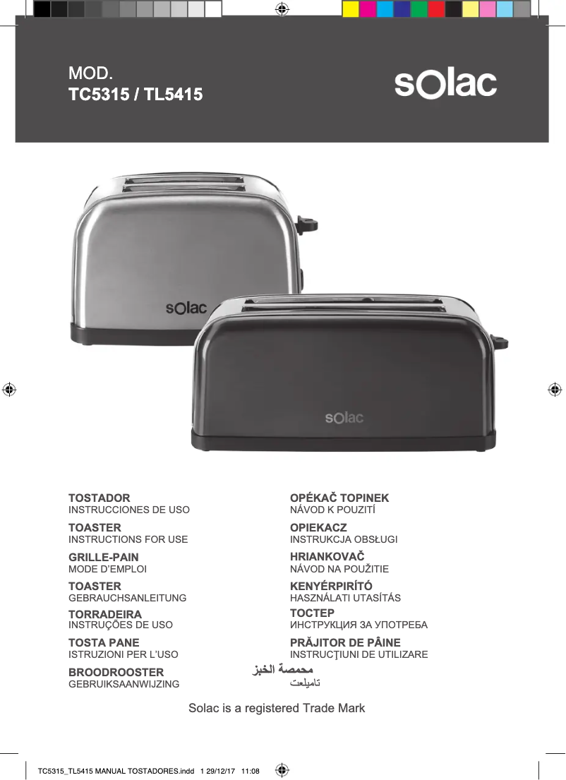 Page n°1 - Manuel utilisateur Solac TL5415
