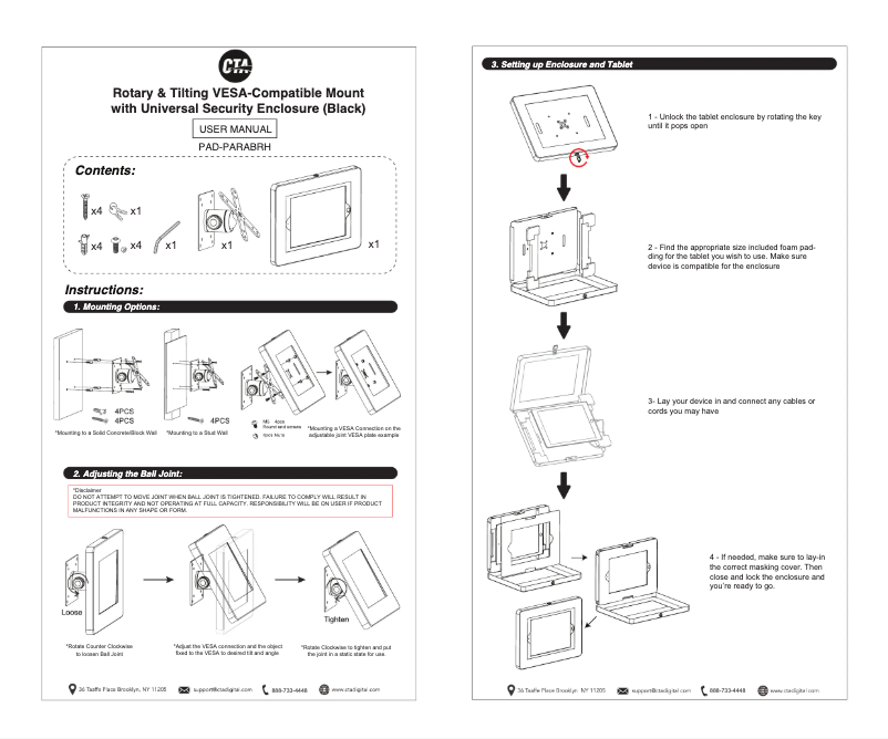 Page 1 de la notice Manuel utilisateur CTA Digital PAD-PARABRH