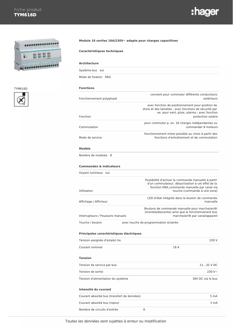 Image de la première page du manuel de l'appareil TYM616D