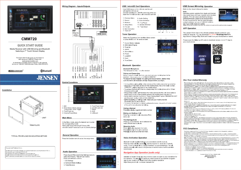 Page 1 de la notice Guide de démarrage rapide Jensen CMM720