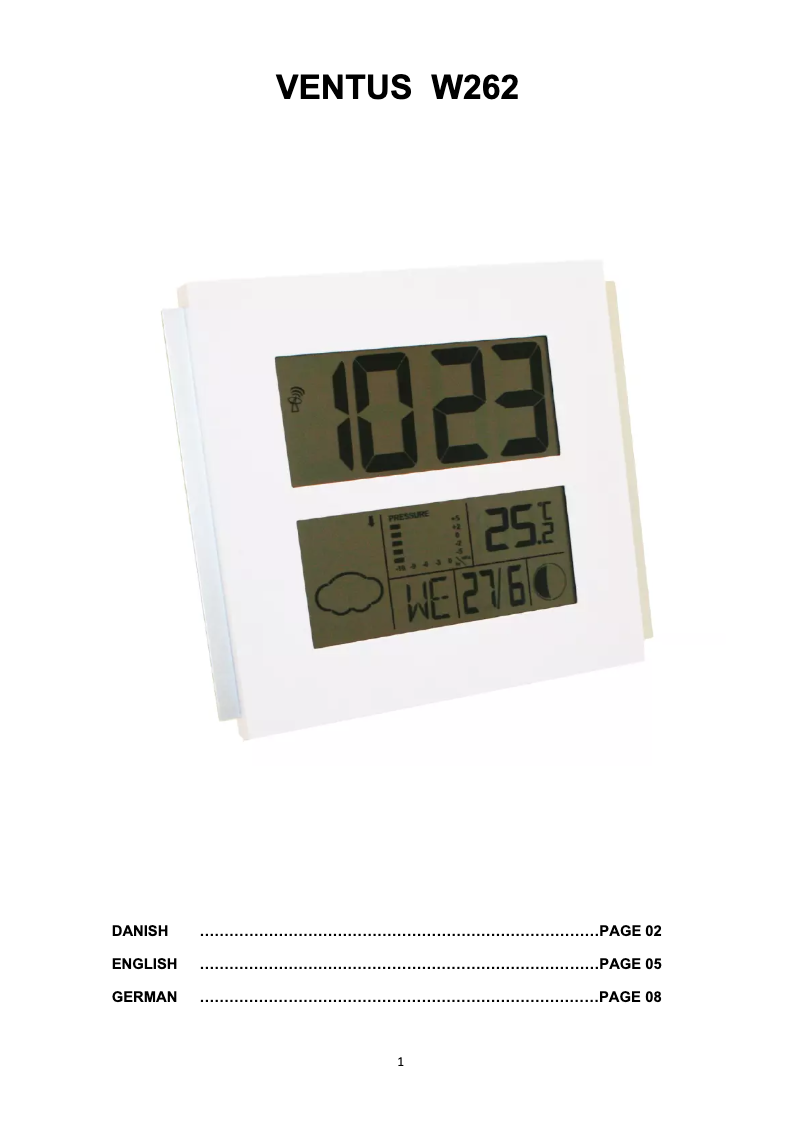 Page n°1 - Manuel utilisateur Ventus W262