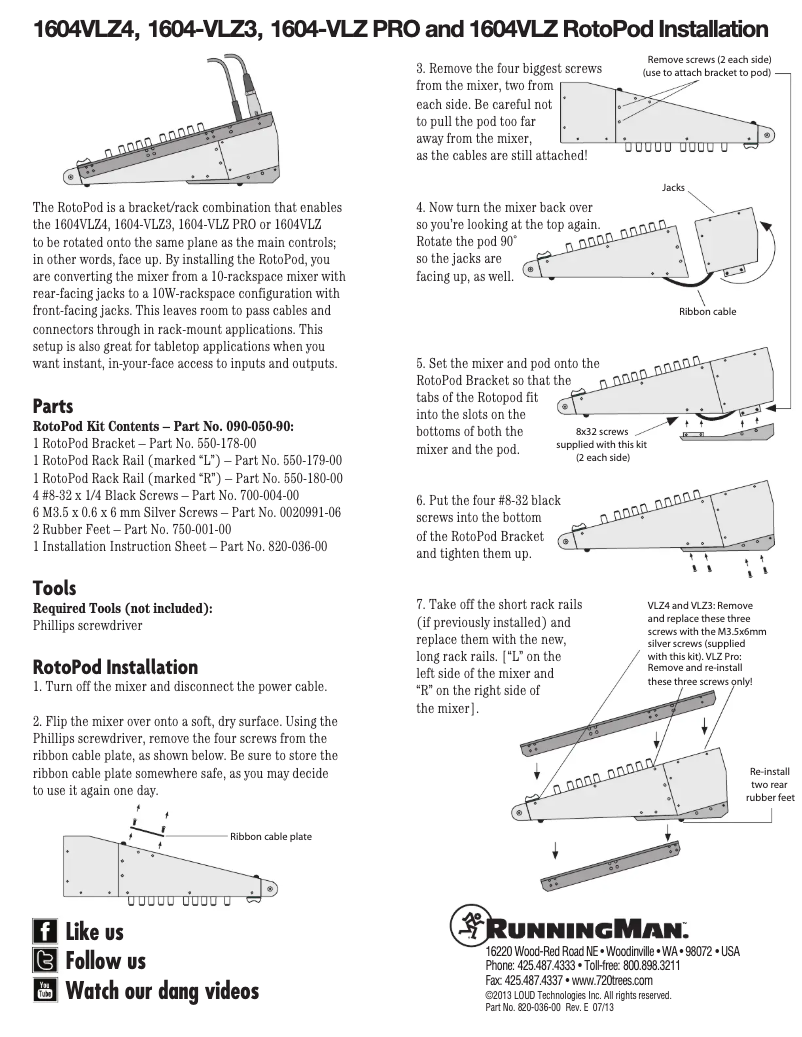 Page 1 de la notice Manuel utilisateur Mackie 1604-VLZ