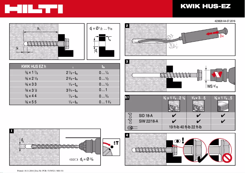 Página 1 del manual Manual de usuario Hilti KWIK HUS-EZ
