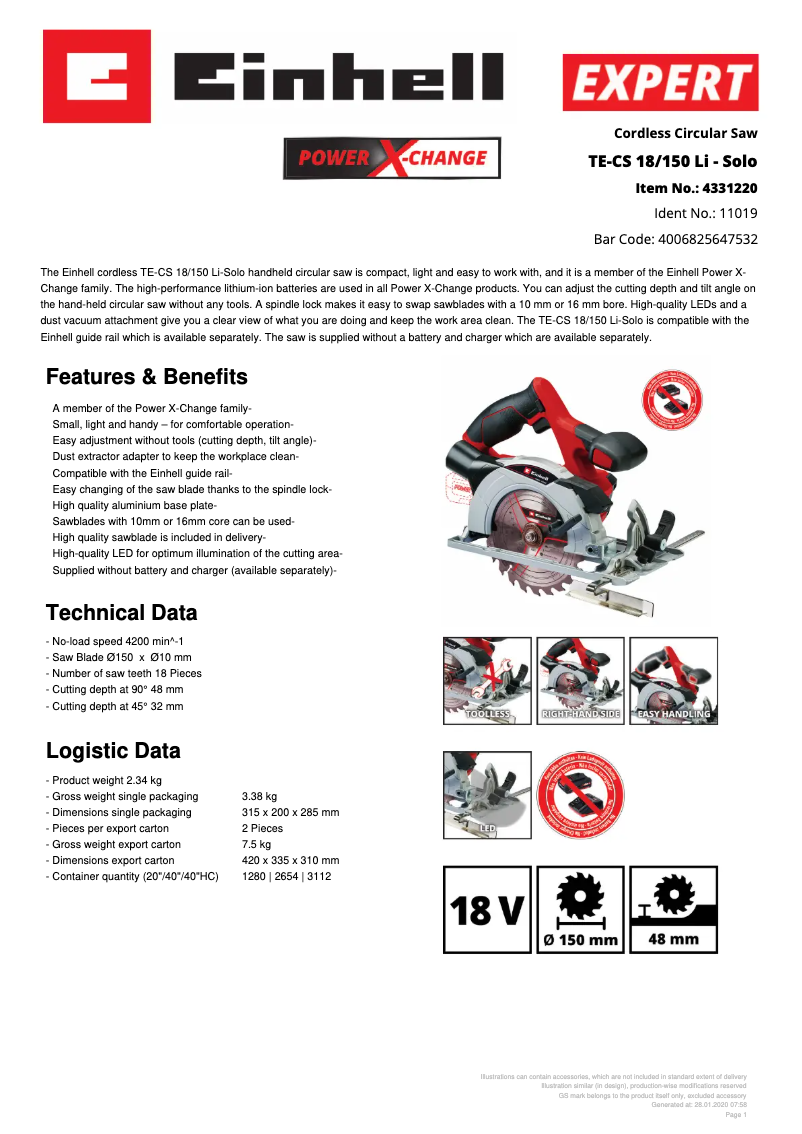 Image de la première page du manuel de l'appareil TE-CS 18/150 Li