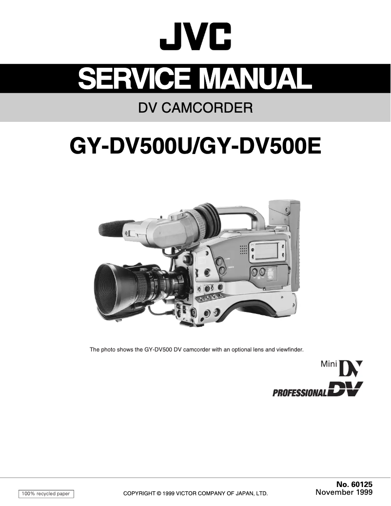 Page 1 de la notice Manuel utilisateur JVC GY-DV500E