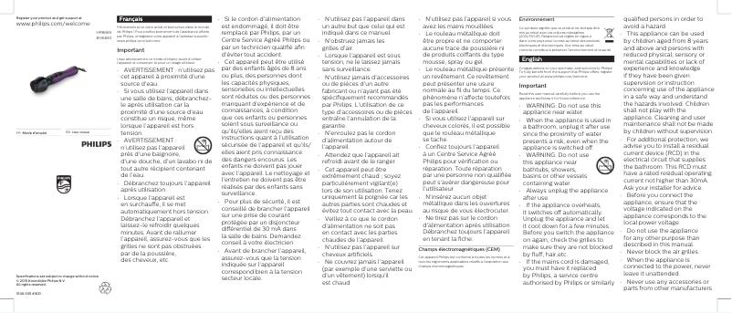 Image de la première page du manuel de l'appareil StyleCare HP8669