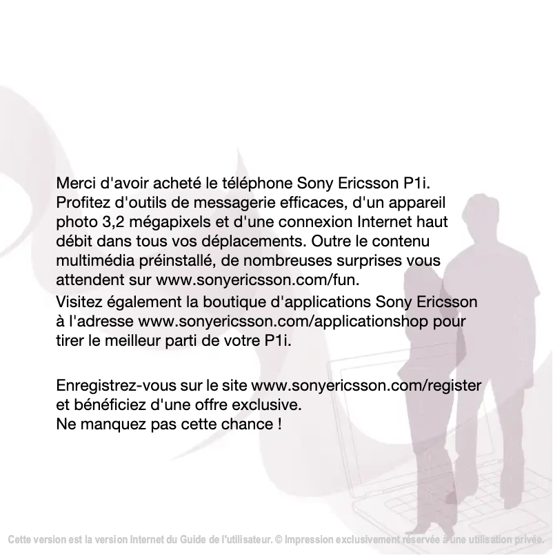 Image de la première page du manuel de l'appareil P1i