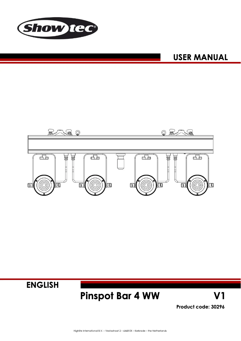 Page 1 de la notice Manuel utilisateur Showtec Pinspot Bar 4