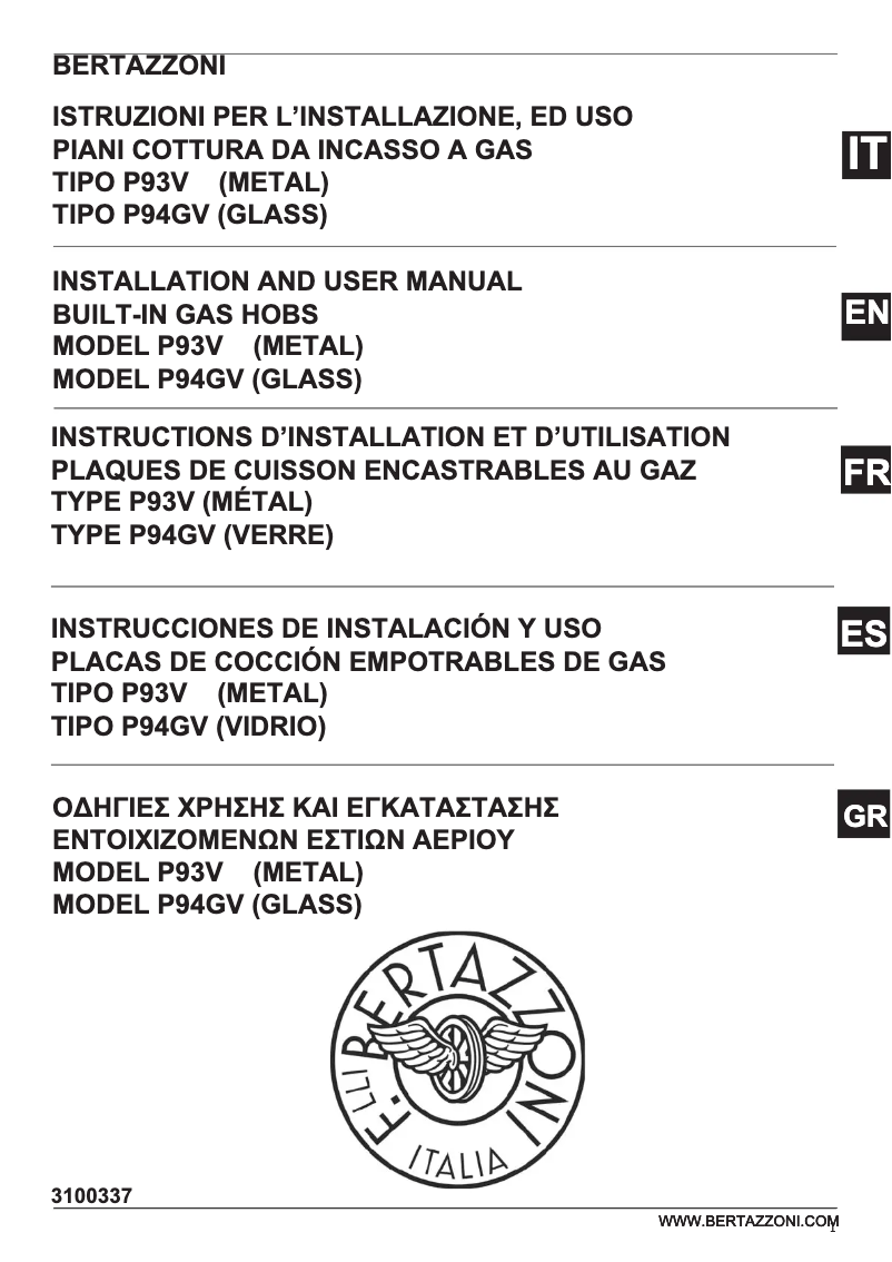 Page n°1 - Mode d'emploi Bertazzoni P905CMODGNE