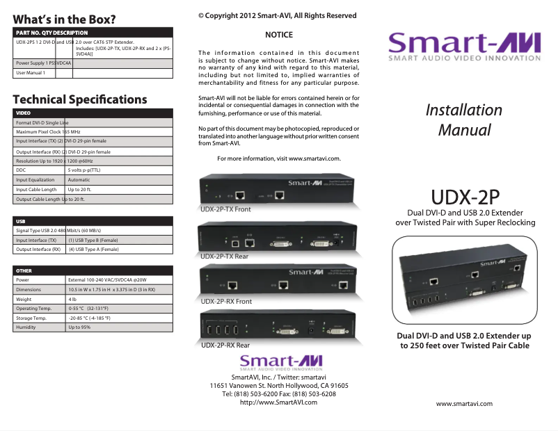 Image de la première page du manuel de l'appareil UDX-2PTX