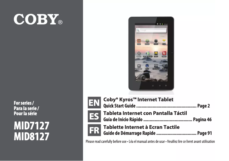 Página 1 del manual Manual de usuario Coby Kyros MID7127