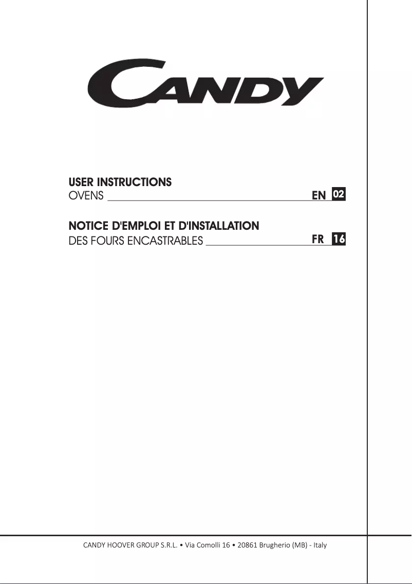 Page 1 de la notice Manuel utilisateur Candy FCP676X/E