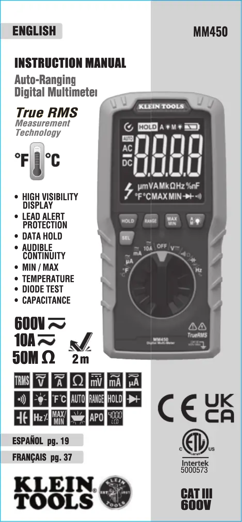 Image de la première page du manuel de l'appareil MM450