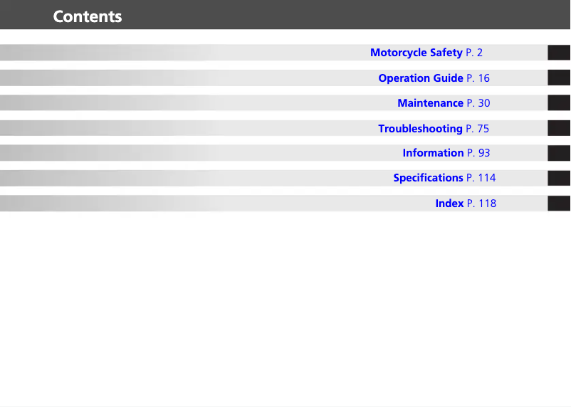 Imagen de la primera página del manual del dispositivo CBR250R (2012)