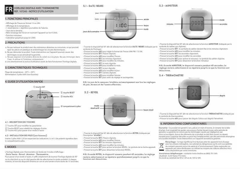Página 1 del manual Manual de usuario Avidsen 107243