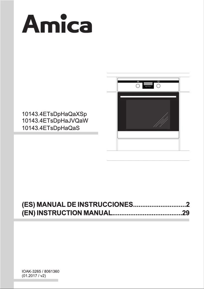 Page n°1 - Manuel utilisateur Amica EBI 8562 B AA