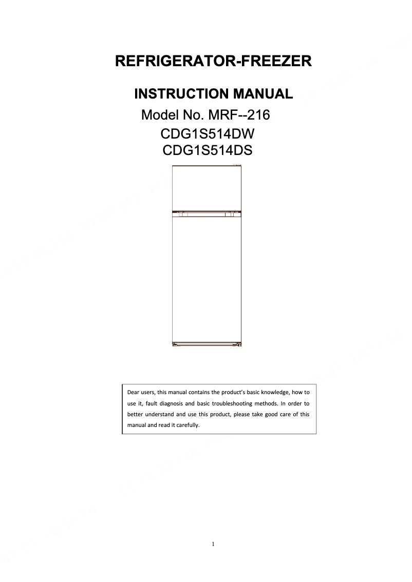 Page 1 de la notice Manuel utilisateur Candy CDG1S514EW
