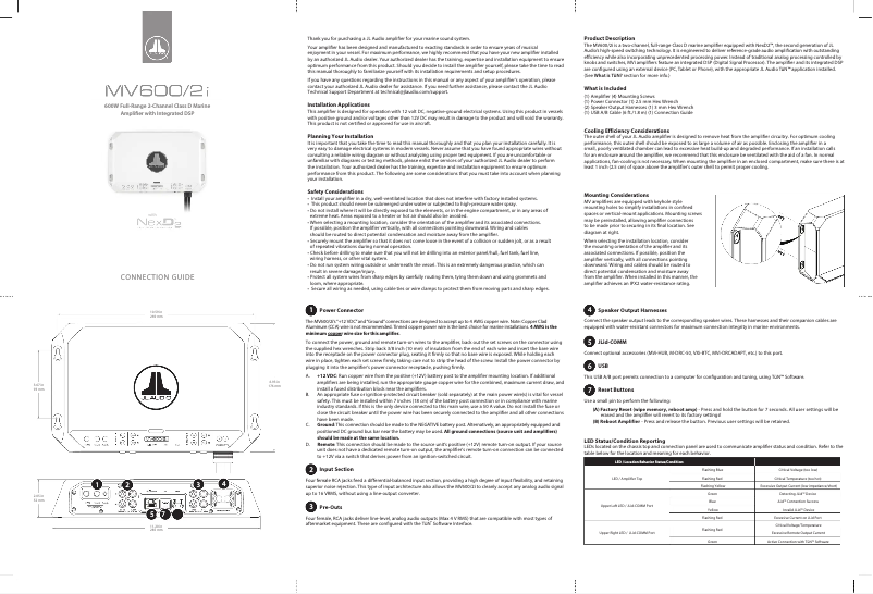 Page 1 de la notice Manuel utilisateur JL Audio MV600/2i