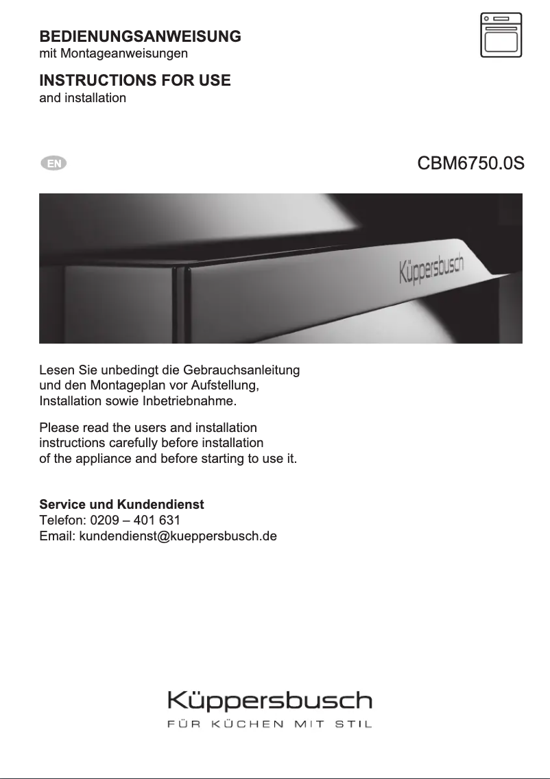 Page n°1 - Manuel utilisateur Küppersbusch CBM6750.0S