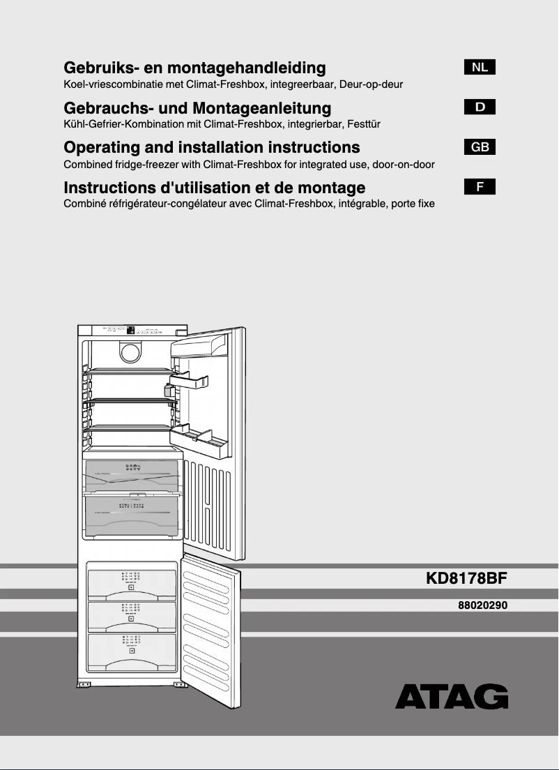 Page 1 de la notice Manuel utilisateur Atag KD8178BF