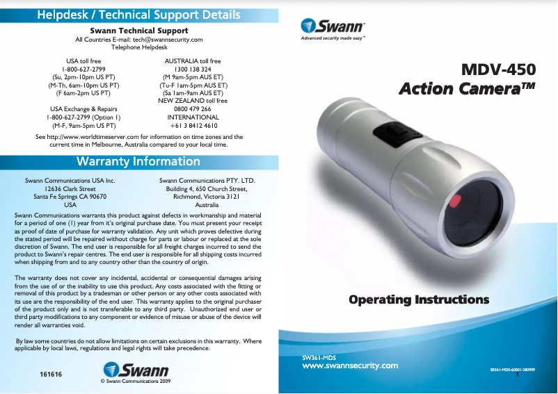 Imagen de la primera página del manual del dispositivo MDV-450