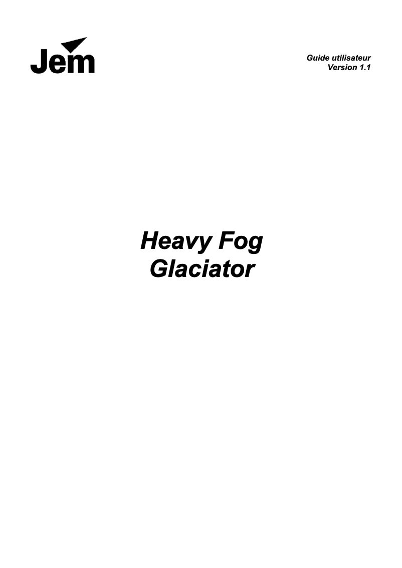 Image de la première page du manuel de l'appareil Jem Heavy Fog Glaciator