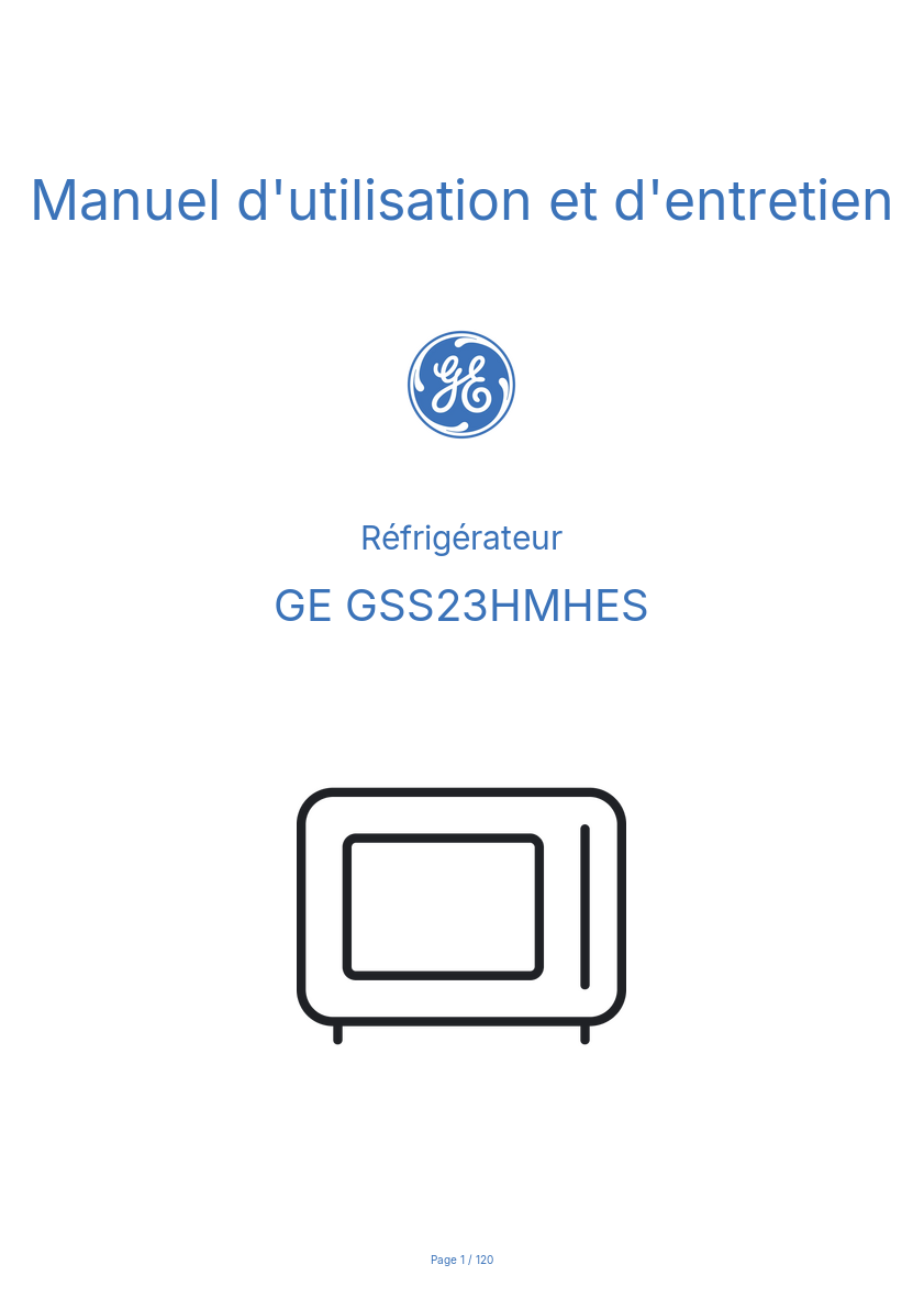Image de la première page du manuel de l'appareil GSS23HMHES