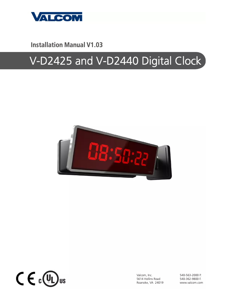 Page 1 de la notice Manuel utilisateur Valcom V-D11025A