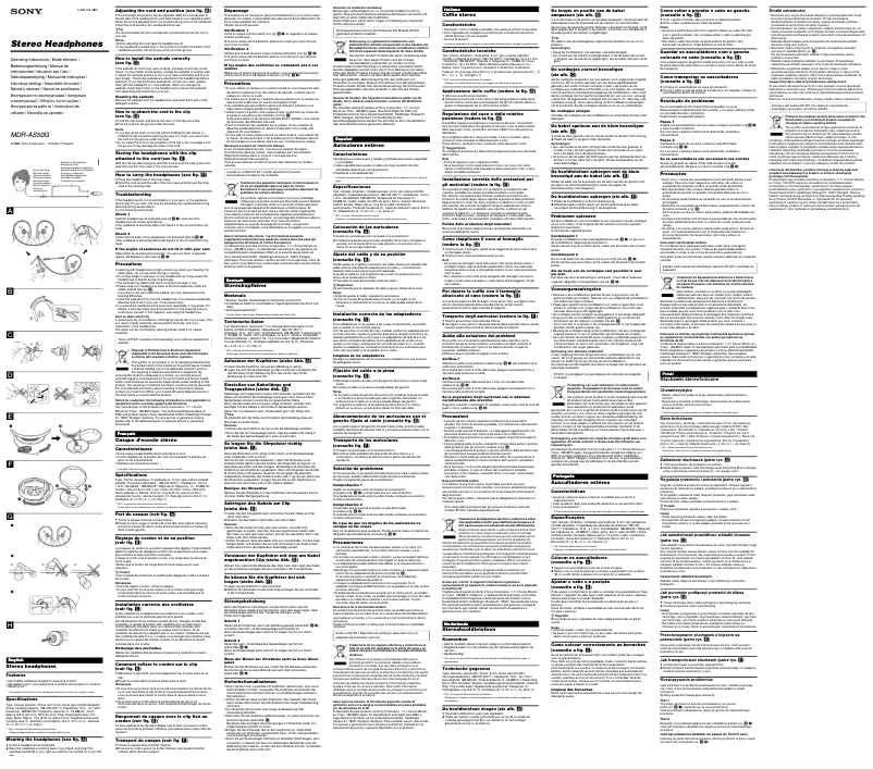 Imagen de la primera página del manual del dispositivo MDR-AS50G