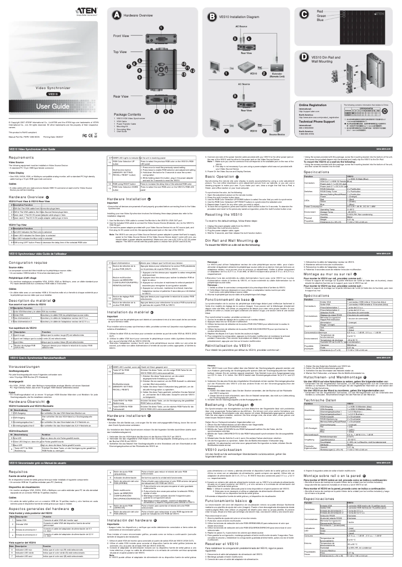 Page n°1 - Manuel utilisateur ATen VE510