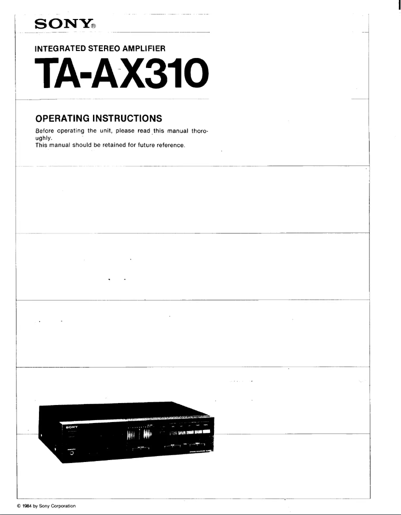 Page 1 de la notice Manuel utilisateur Sony TA-AX310