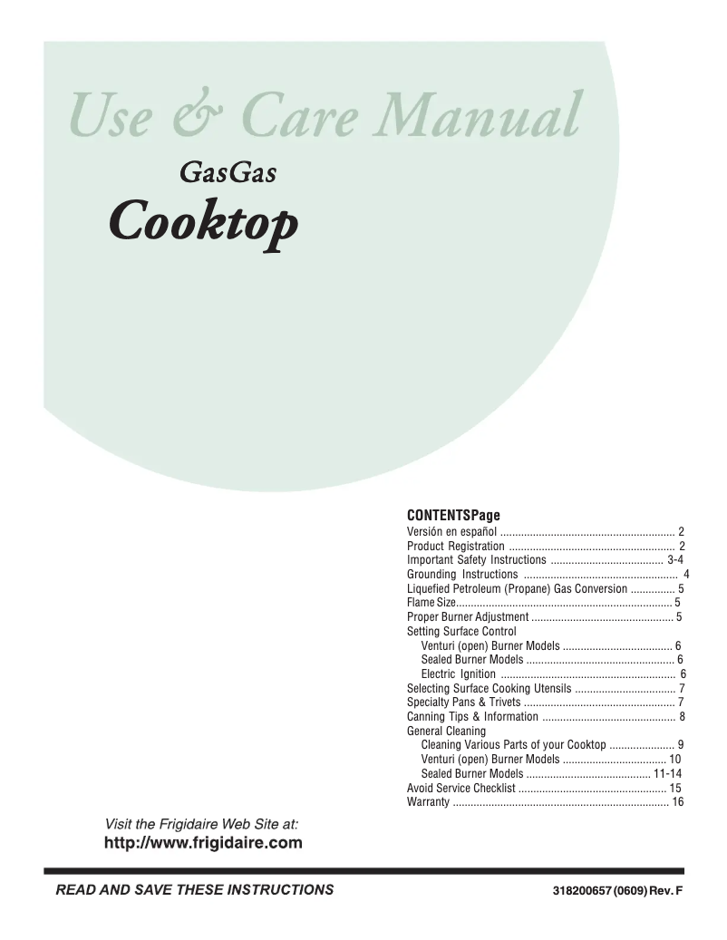 Page n°1 - Manuel utilisateur Frigidaire GLGC36S8CS