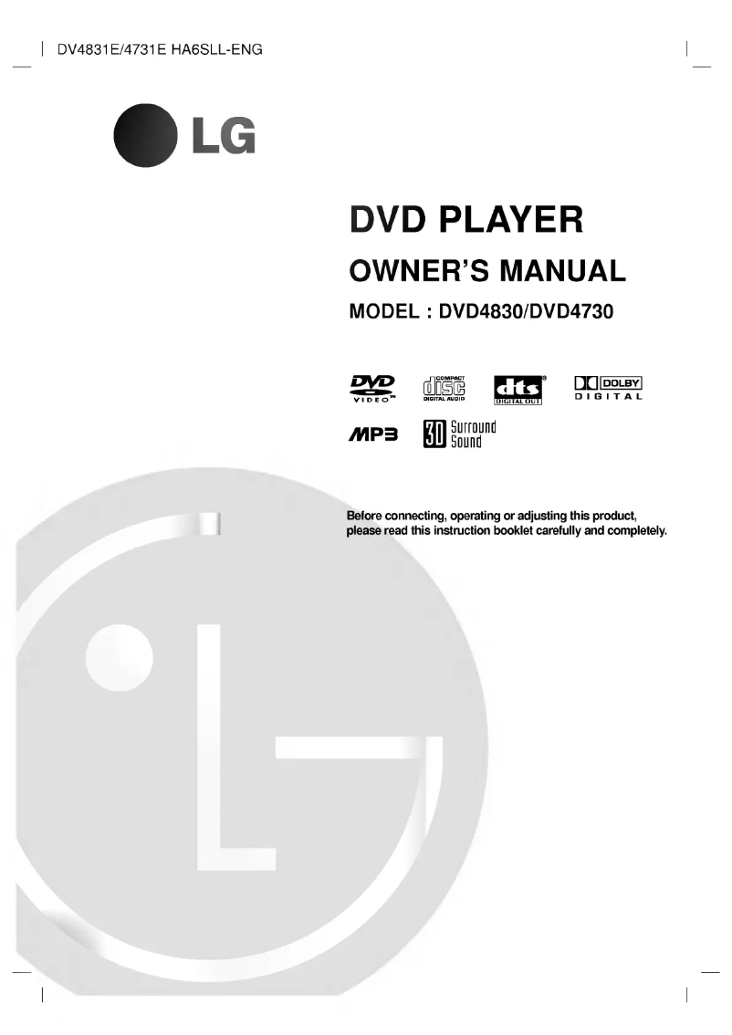 Page 1 de la notice Manuel utilisateur LG DVD4730