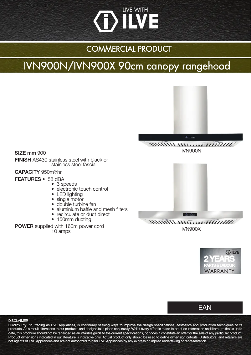 Page n°1 - Manuel utilisateur Ilve IVN900N