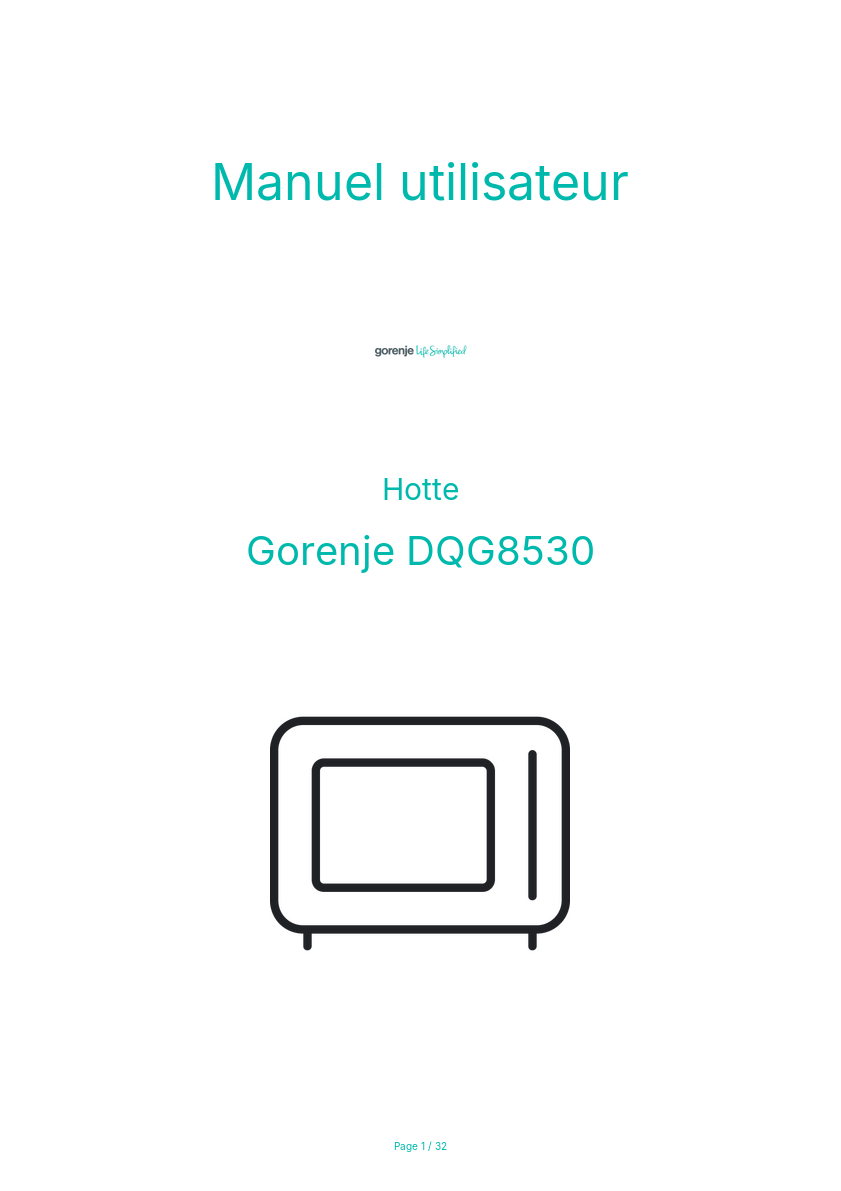 Page n°1 - Manuel utilisateur Gorenje DQG8530