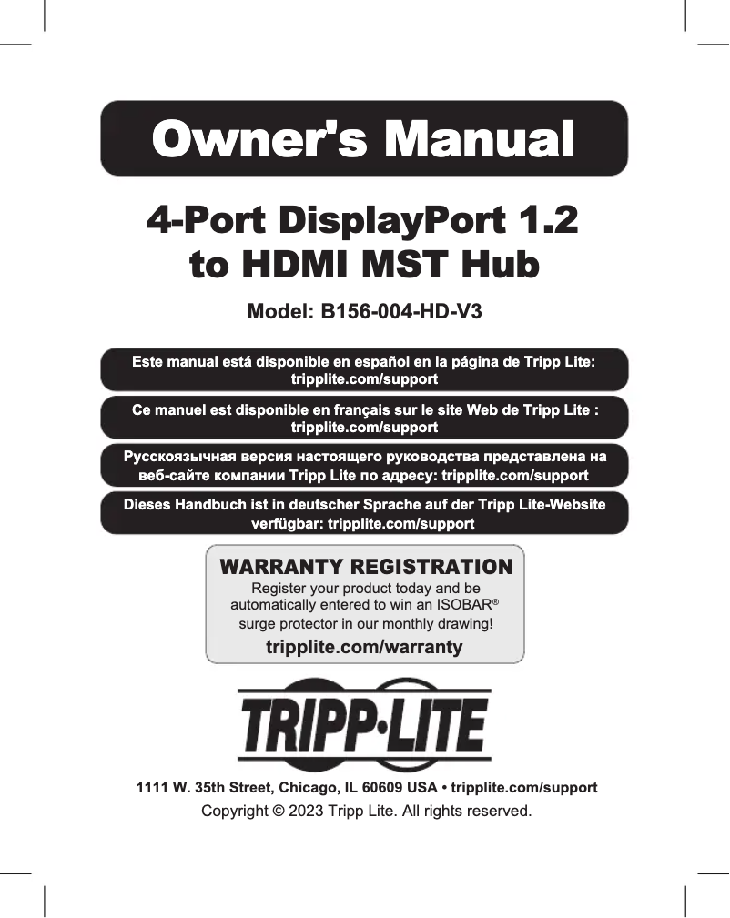 Page 1 de la notice Manuel utilisateur Tripp Lite B156-004-HD-V3