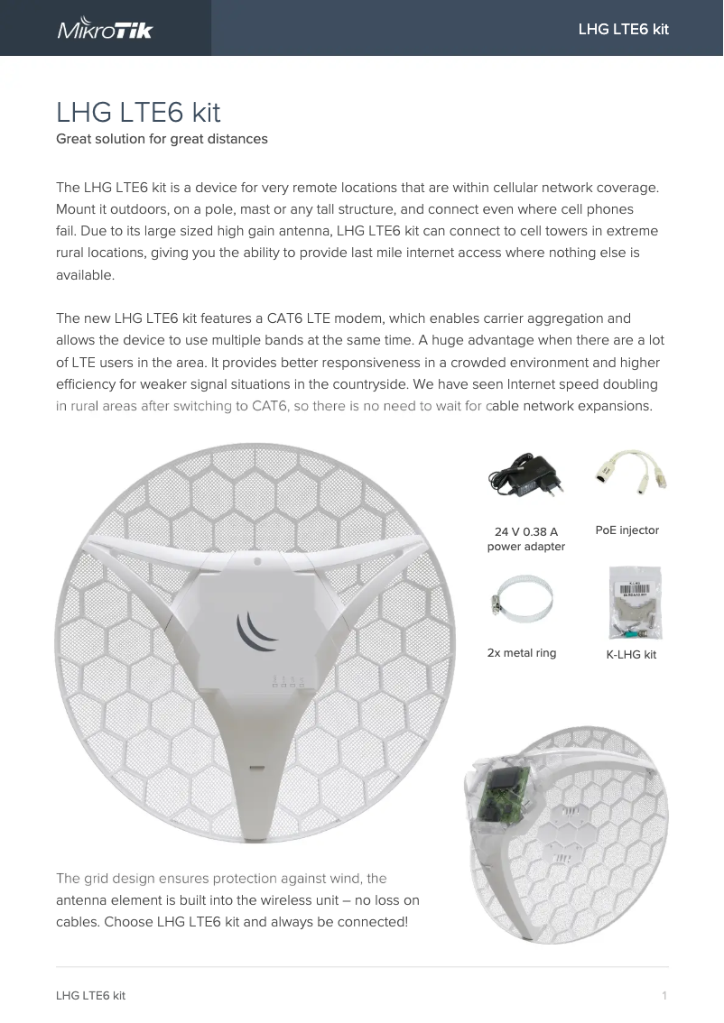 Image de la première page du manuel de l'appareil LHG LTE6 kit