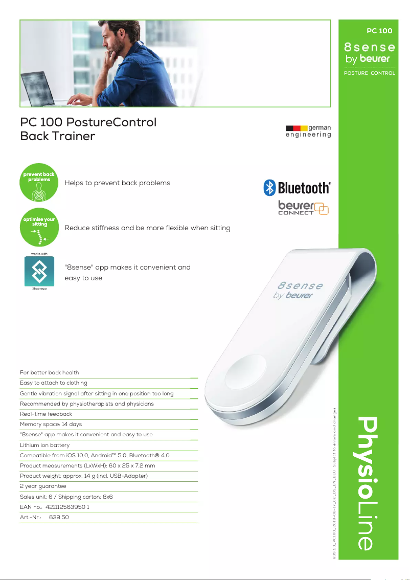 Page n°1 - Fiche technique Beurer PC 100 Posture Control