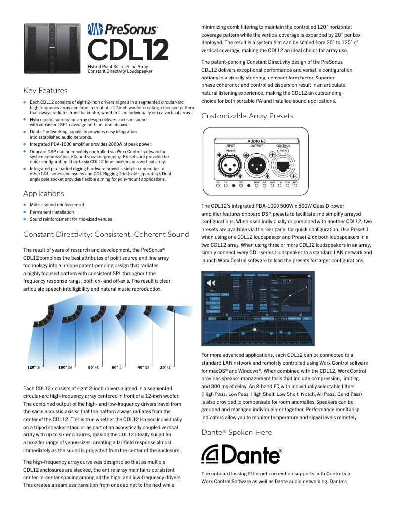 Page 1 de la notice Fiche technique PreSonus CDL12