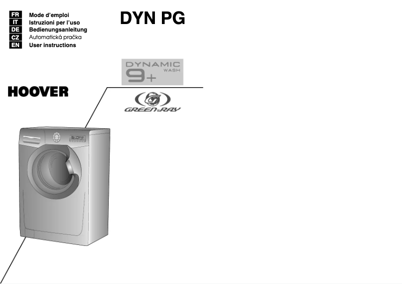 Page 1 de la notice Manuel utilisateur Hoover DYN 9166PG/L-S