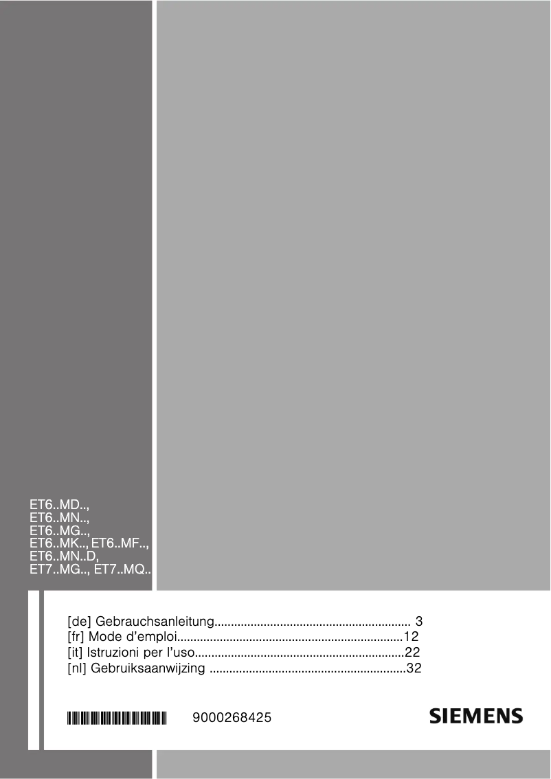 Página 1 del manual Manual de usuario Siemens ET675MG11