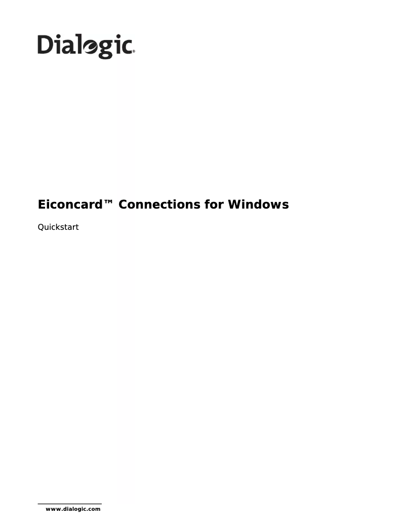 Page n°1 - Manuel utilisateur Dialogic Eiconcard C91 V2