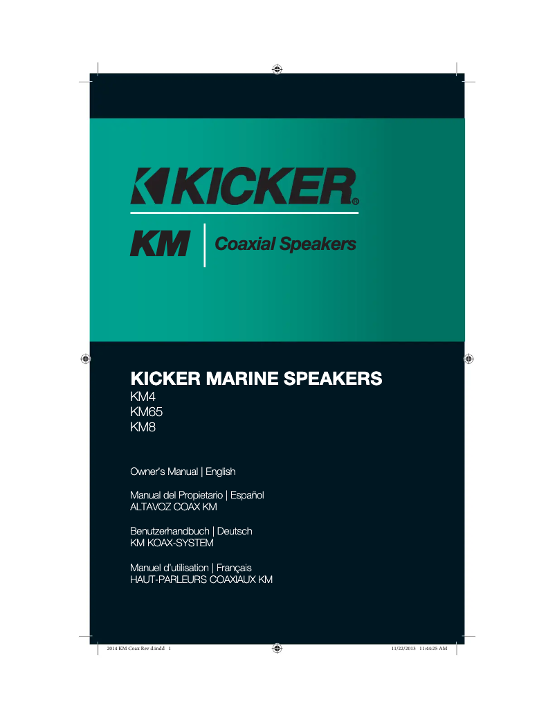 Page 1 de la notice Manuel utilisateur Kicker KM60