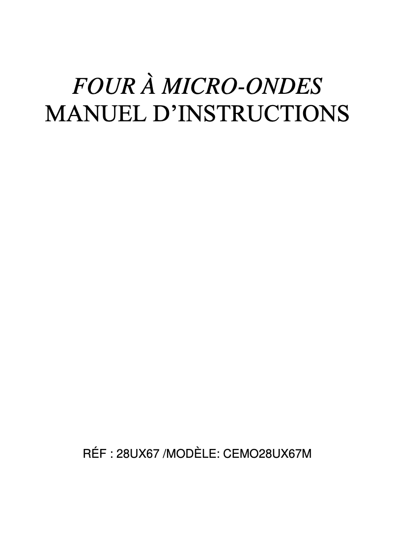 Image de la première page du manuel de l'appareil CEMO28UX67M