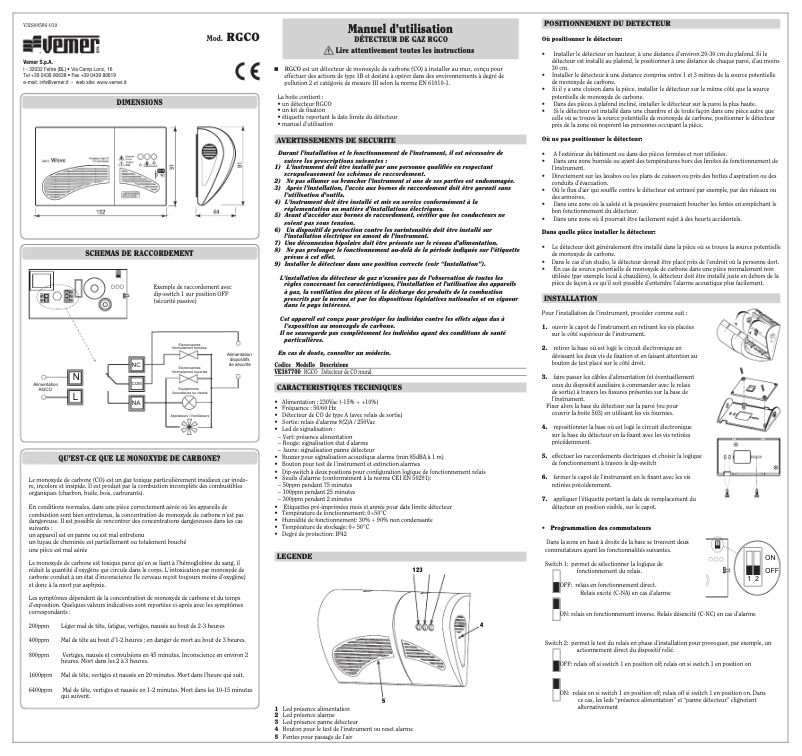 Page n°1 - Manuel utilisateur Vemer RGCO