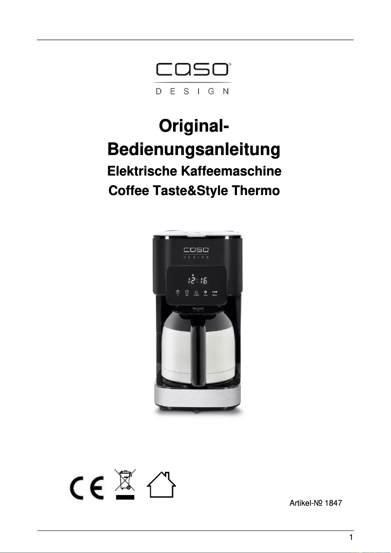 Image de la première page du manuel de l'appareil Coffee Taste & Style Thermo