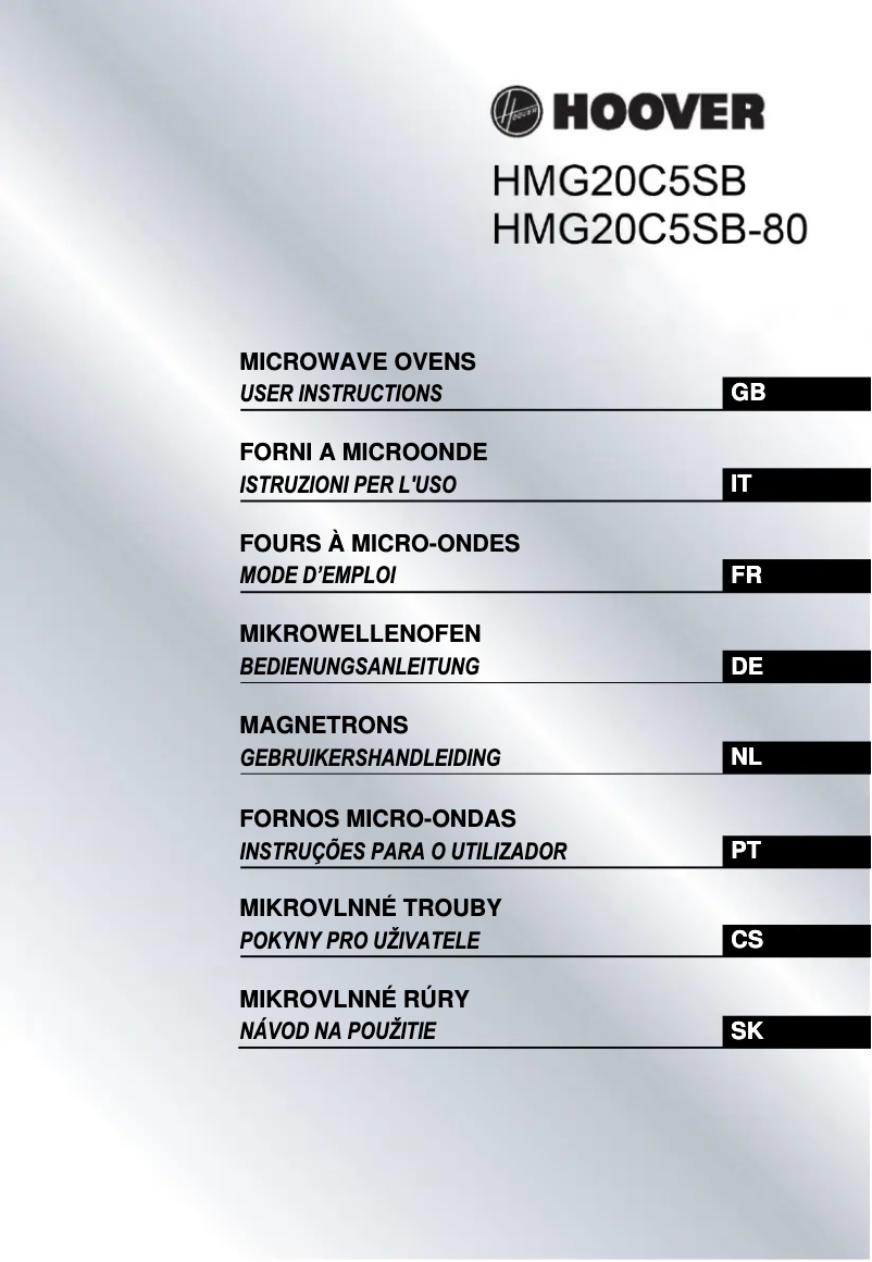 Page 1 de la notice Manuel utilisateur Hoover H5MG25STB