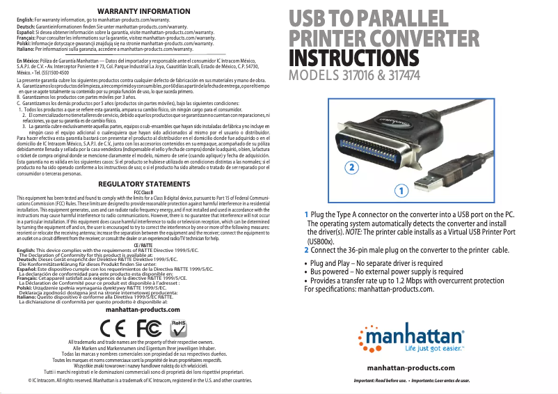 Page n°1 - Manuel utilisateur Manhattan 317474
